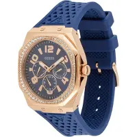 GUESS Damen Armbanduhr ZEST Multifunktion blau, roségold 39 mm GW0694L4