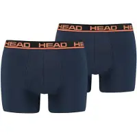 Head Boxer "BASIC BOXER 2P", Herren, Gr. S, bunt (orange, blau), Obermaterial: 95% Baumwolle, 5% Elasthan, unifarben mit Farbeinsatz, körpernah, Unterhosen Boxer, mit elastischem Logobund