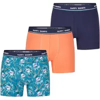 Happy Shorts 3er-Set: Boxershorts in Dunkelblau/ Türkis/ Orange | Gr.: M