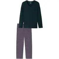 Schiesser Schlafanzug "Uncover Nightwear" 2 tlg. Baumwolle, Singel Jersey-Qualität, langärmelig, atmungsaktiv, bequem