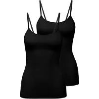 Calida Unterhemd "Unterhemd Natural Comfort Spaghetti-Top 2er Pack", Damen, Gr. 40-42, N-Gr, schwarz, Obermaterial: 92% Baumwolle CO. 8% Elasthan EL., Unterhemden Unterhemd