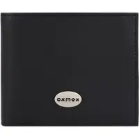 OXMOX Leder Geldbörse Leather RFID Protect Querscheinbörse Pure Metal Round Black schwarz