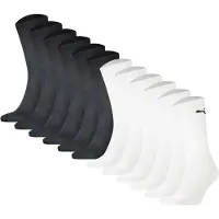 Puma Kurzsocken "Socken 12er Pack", Damen, Gr. 39-42, N-Gr, schwarz (schwarz, weiß), Obermaterial: 74% Baumwolle CO. 21% Polyester PES. 3% Polyamid PA. 2% Elasthan EL., Socken Kurzsocken