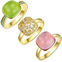 Lulu & Jane Schmuckset Metall-Legierung verziert mit Kristallen von Swarovski in gelbgold | Gr.: 60