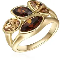 Lulu & Jane Ring Metall-Legierung verziert mit Kristallen von Swarovski in gelbgold | Gr.: 56