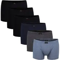 Götzburg Boxershorts GÖTZBURG "Boxershort 6er Pack", Herren, Gr. XXL, bunt (schwarz, blau, grau), Obermaterial: 95% Baumwolle CO. 5% Elasthan EL., Unterhosen Boxershorts