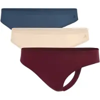 Adidas 3er-Set: Strings in Dunkelrot/ Beige/ Blau - XXL
