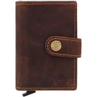 Greenburry "Vintage" Kartenetui Leder Minibörse klein mit RFID Schutz (COIN) antikbraun