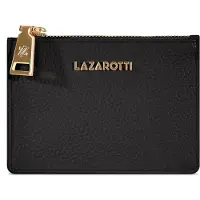 Lazarotti Kartenhalter Bologna Leather Zip Etui 4 Card Slots Black schwarz