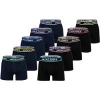 Jack & jones JACK&JONES Herren Boxershorts, 10er Pack - JACLIMES SOLID TRUNKS 10 PACK, Baumwoll-Stretch, Logo