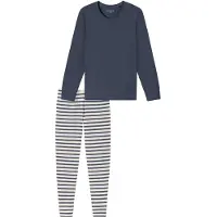 Schiesser Pyjama in Dunkelblau/ Creme - 46