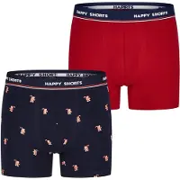 Happy Shorts 2er-Set: Boxershorts in Dunkelblau/ Rot | Gr.: XL