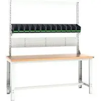 Bott Systemwerkbank cubio, mit Aufnahmerahmen, Buche-Multiplexplatte, bis 800 kg, B 2000 x T 750 mm, Lichtgrau