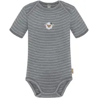 Normani Outdoor Sports Baby Merino Body Kurzarm Tauranga in Grau gestreift | Gr.: 86