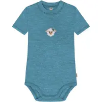 Normani Outdoor Sports Baby Kurzarm Body - 100% Bio-Merinowolle in Blau | Gr.: 80