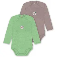 Normani Outdoor Sports 2er Pack Baby Merino Body Langarm Auckland in Grün/Rosa | Gr.: 74