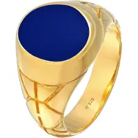 KUZZOI Ring Basic Herren Siegelring Oval Emaille 925Er Silber Kuzzoi Gold