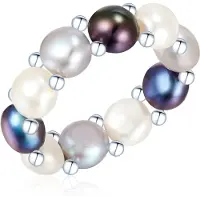 Valero Pearls Perlen-Ring Sterling Silber Süßwasser-Zuchtperle in multicolor | Gr.: onesize