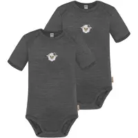 Normani Outdoor Sports 2er Set Baby Merino Body Kurzarm Tauranga in Anthrazit | Gr.: 80