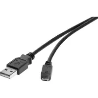 Renkforce RF-4463073, 0,15 m, USB A, Micro-USB B, USB 2.0, 0,48 Gbit/s, Schwarz