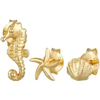 Elli Ohrringe Seestern Muschel Seepferd Stecker Set 925 Silber Elli Gold