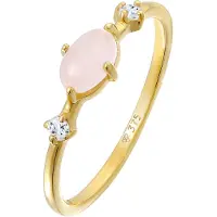 Elli Ringe - Ring Rosa Quarz Topas Edelstein Klassik 375er Gelb - Gr. 52 MM - in Gelbgold - für Damen