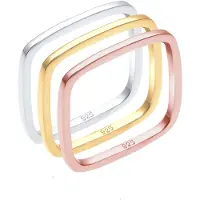 Elli Ring Tri-Color Statement Vierecks-Ringset 925Er Silber Elli Silber