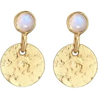 Elli Ohrringe Plättchen Vintage Antique Mondstein 925 Silber Elli Premium Gold