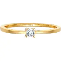 Elli DIAMONDS Ringe - Ring Prinzessschliff Diamant (0.1 ct) 585 Gelbgold - Gr. 58 MM - in Gelbgold - für Damen
