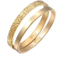 Elli Ringe - Ring 2er Set Bandring Basic Gehmmert 375er Gelbgo - Gr. 58 MM - in Gold - für Damen