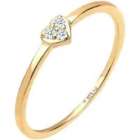 Elli DIAMONDS Ringe - Ring Herz Symbol Diamant 0.04 ct. 925er Sterling S - Gr. 56 MM - in Gelbgold - für Damen