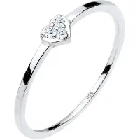 Elli DIAMONDS Ringe - Ring Herz Symbol Diamant 0.04 ct. 925er Sterling S - Gr. 56 MM - in Silber - für Damen