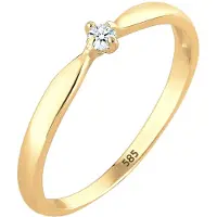 Elli DIAMONDS Ringe - Ring Verlobung Welle Diamant (0.03 ct.) 585 Gelbgo - Gr. 56 MM - in Gelbgold - für Damen