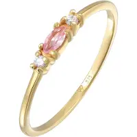 Elli Ringe - Ring Vintage Zirkonia Marquise synth. Saphir 375 G - Gr. 56 MM - in Gold - für Damen