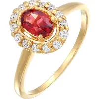 Elli Ringe - Ring Granat Topas Klassik 585 Gelbgold - Gr. 56 MM - in Gelbgold - für Damen
