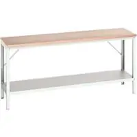 Bott Werkbank verso, Multiplex-Platte, mit Ablageboden, B 2000 x T 600 x H 780 - 930 mm, RAL 7035 Lichtgrau