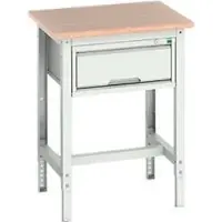 Bott Werkbank verso, Multiplex-Platte, 1 Schublade, mit Querstrebenset, B 700 x T 600 x H 780 - 930 mm, RAL 7035 Lichtgrau