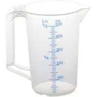 Hünersdorff Messkanne 500ml Polypropylen Durchmesser 90 x Höhe 135mm blaue Skala 10:10 transparent - 935000