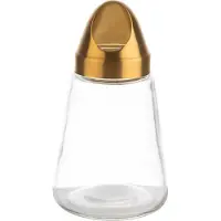 Aps 40516 Snackspender NOTOUCH, 350 ml, Ø 8,5 cm, Höhe 15,5 cm, Behälter aus Glas, Schraubdeckel aus Edelstahl, Gold-Look