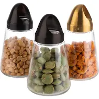 Assheuer & Pott APS 40516 Snackspender NOTOUCH, 350 ml, Ø 8,5 cm, Höhe 15,5 cm, Behälter aus Glas, Schraubdeckel aus Edelstahl, Gold-Look