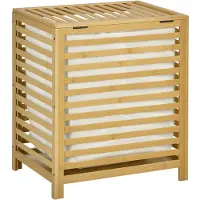EStore Wäschekorb 55L mit Deckel Entnehmbarem Bambus 50 x 36 x 60 cm Natur