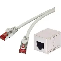 Renkforce RF-3829272 RJ45 Patchkabel CAT 6a S/FTP 20.00 m Grau mit Rastnasenschutz, Flammwidrig 1 St.