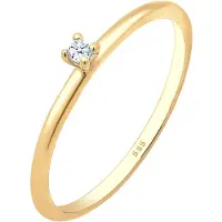 Elli DIAMONDS Ringe - Ring Verlobung Solitär Diamant (0.015 ct.) 585 Gel - Gr. 58 MM - in Gold - für Damen