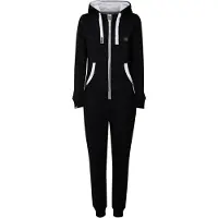 Oxmo OXBenna Damen Overall Jogginganzug Onesize mit Kapuze Kordel Kängurutasche Baumwollmischung Regular fit