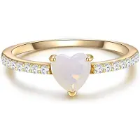 Glanzstücke Ring - Sterling Silber Ring Mondstein (synth.) Herz - Gr. 58 - in Gold - für Damen