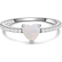 Glanzstücke Ring - Sterling Silber Ring Mondstein (synth.) Herz - Gr. 58 - in Silber - für Damen