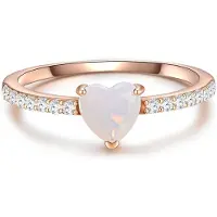 Glanzstücke Ring - Sterling Silber Ring Mondstein (synth.) Herz - Gr. 56 - in Gold - für Damen