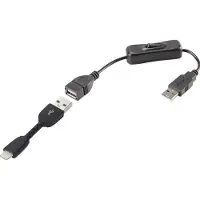 Renkforce USB-Kabel USB 2.0 USB-A Stecker, Apple Lightning Stecker 0.30 m Schwarz inkl. Ein/Aus-Schalter, vergoldete St
