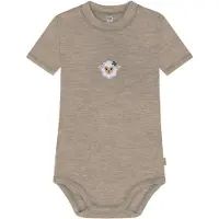 Normani Outdoor Sports Baby Kurzarm Body - 100% Bio-Merinowolle in Beige | Gr.: 68