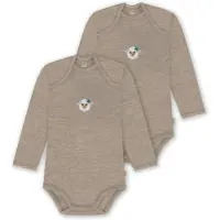 Normani Outdoor Sports 2er Pack Baby Merino Body Langarm Auckland in Beige | Gr.: 74